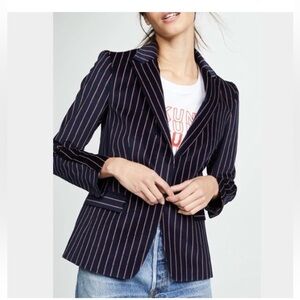 Rag & Bone Lexington Velvet Blazer in Navy and Red Stripe size 6 EUC